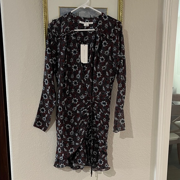 Veronica Beard Burgundy Floral Long Sleeve Dress - Picture 2 of 6